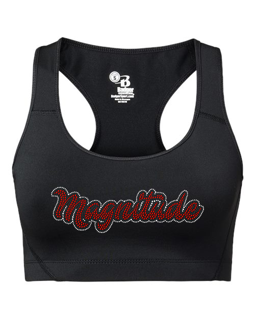 Rhinestones Magnitude script text stones 3-color Women's Sports Bra