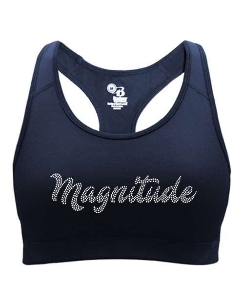 Rhinestones Magnitude script text stones 1-color Women's Sports Bra
