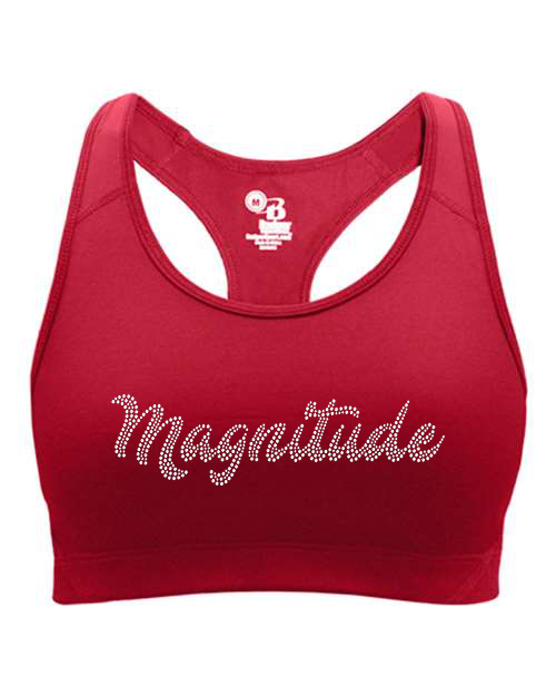 Rhinestones Magnitude script text stones 1-color Women's Sports Bra