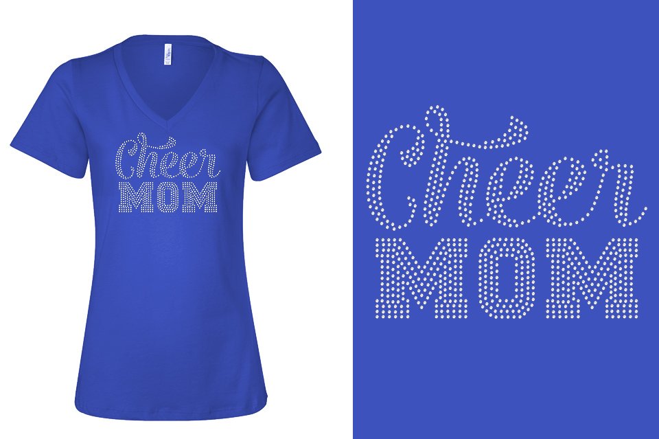 Rhinestones Cheer Mom Women's Relaxed V-Neck