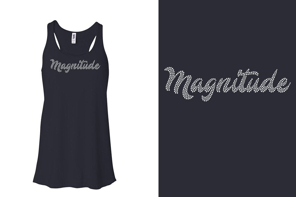 Rhinestones Magnitude script text stones 1-color Youth Flowy Racerback Tank