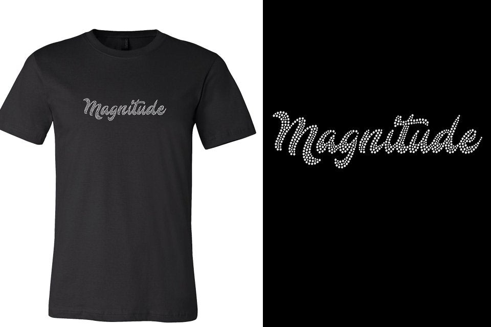 Rhinestones Magnitude script text stones 1-color Unisex t-shirt