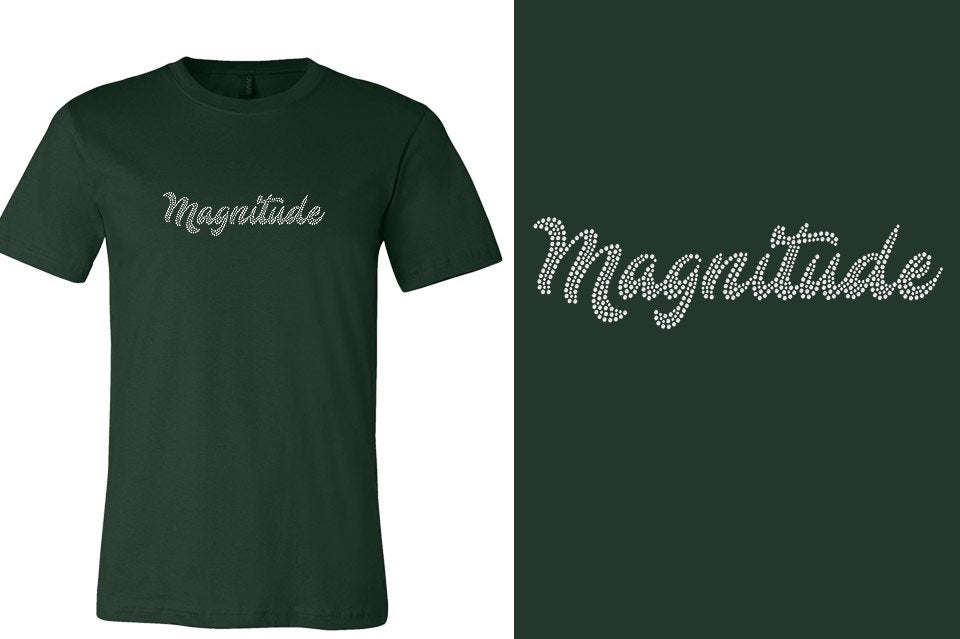 Rhinestones Magnitude script text stones 1-color Unisex t-shirt