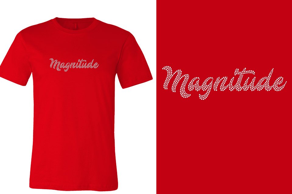 Rhinestones Magnitude script text stones 1-color Unisex t-shirt