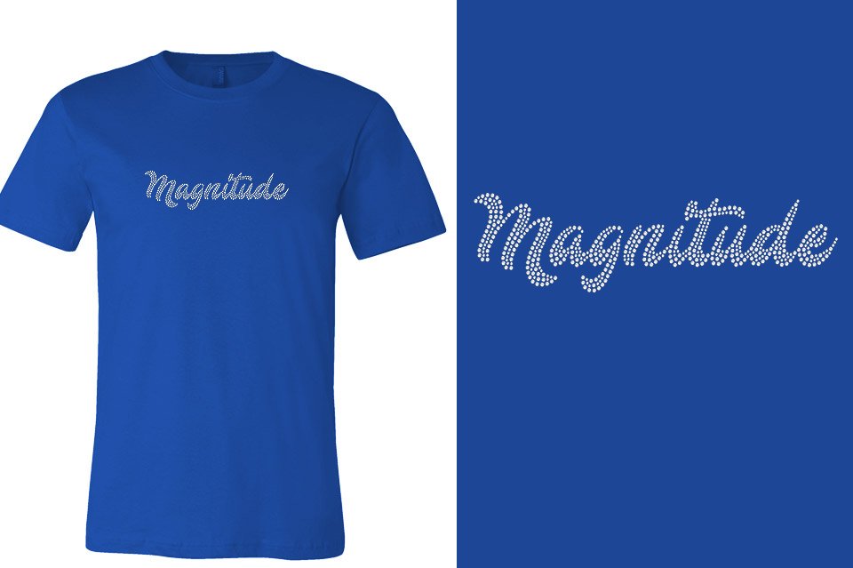 Rhinestones Magnitude script text stones 1-color Unisex t-shirt