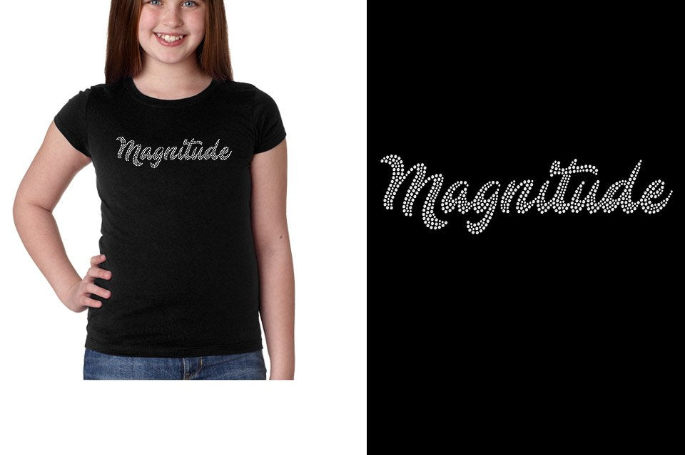 Rhinestones Magnitude script text stones 1-color Girls' Princess T-Shirt