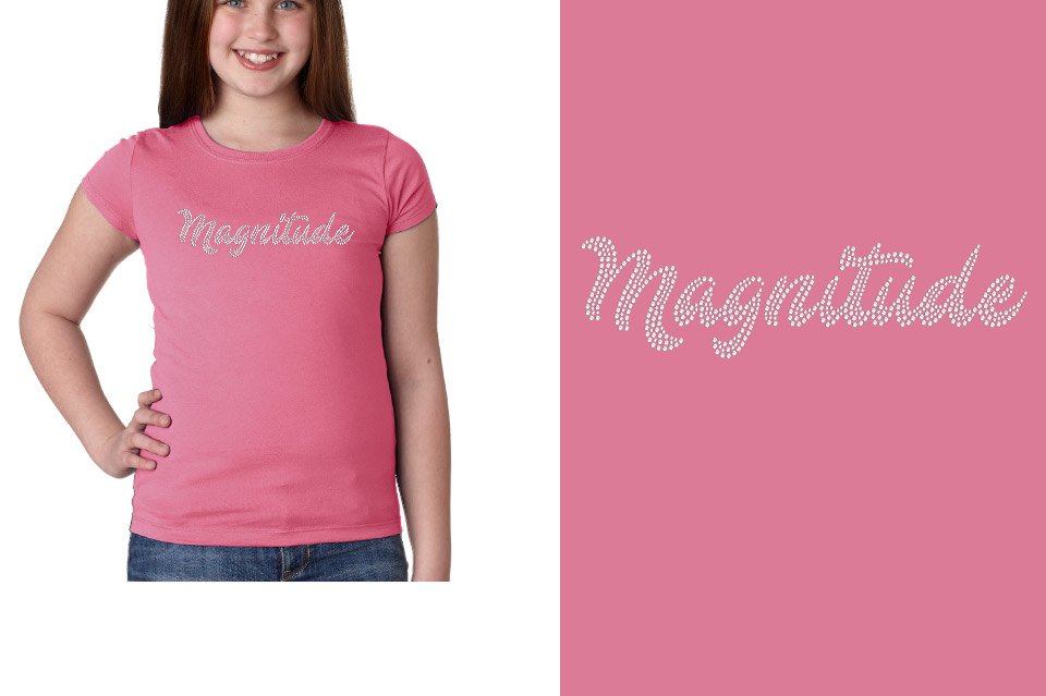 Rhinestones Magnitude script text stones 1-color Girls' Princess T-Shirt
