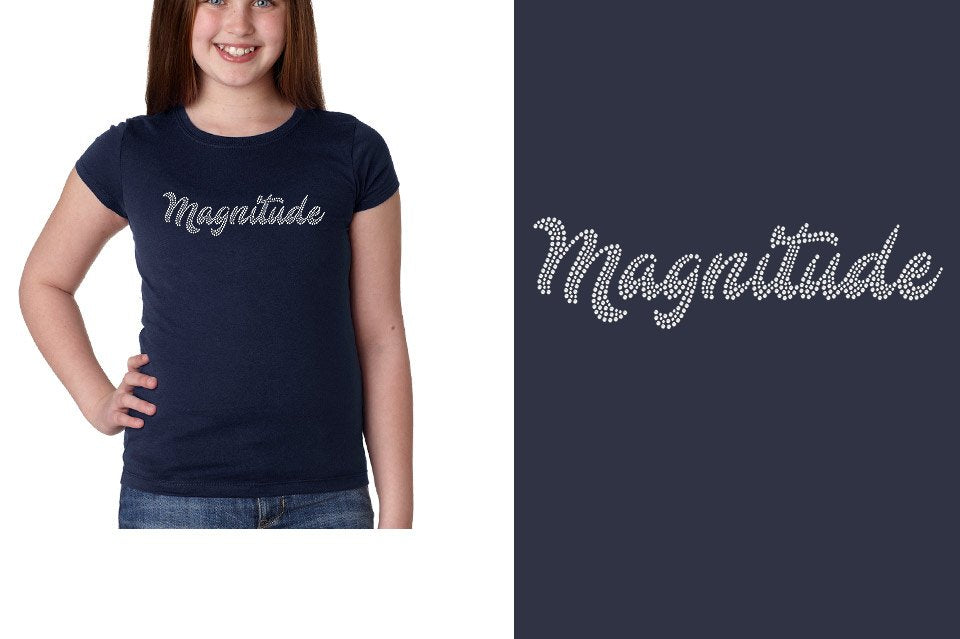 Rhinestones Magnitude script text stones 1-color Girls' Princess T-Shirt