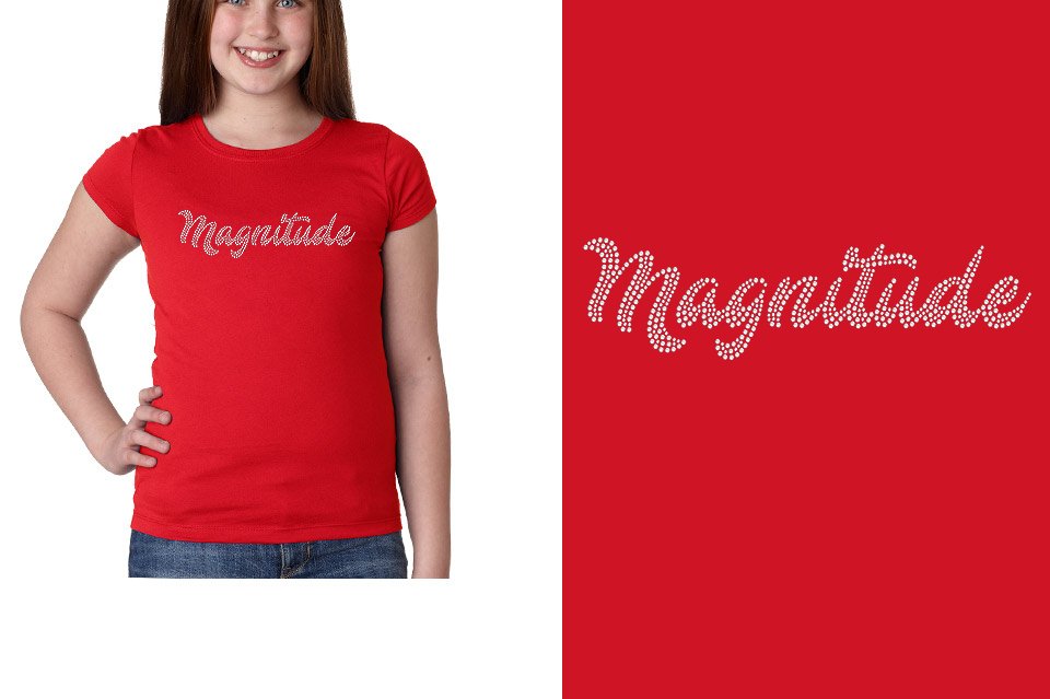 Rhinestones Magnitude script text stones 1-color Girls' Princess T-Shirt