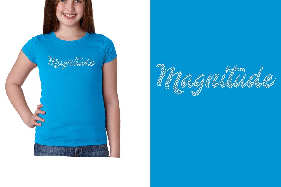 Rhinestones Magnitude script text stones 1-color Girls' Princess T-Shirt