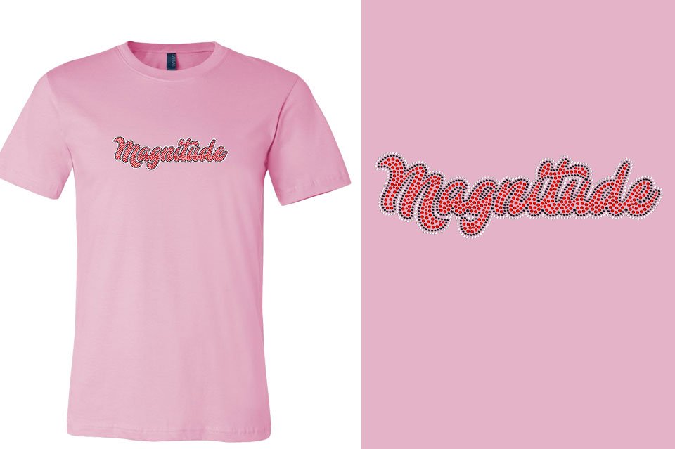 Rhinestones Magnitude script text stones 3-color Unisex t-shirt