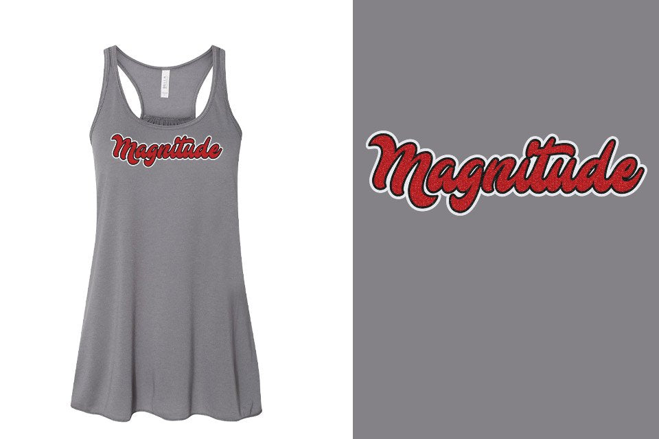 Magnitude script text glitter 3-color Youth Flowy Racerback Tank