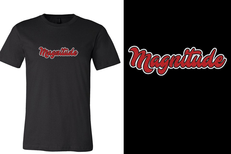 Magnitude script text glitter 3-color Unisex t-shirt