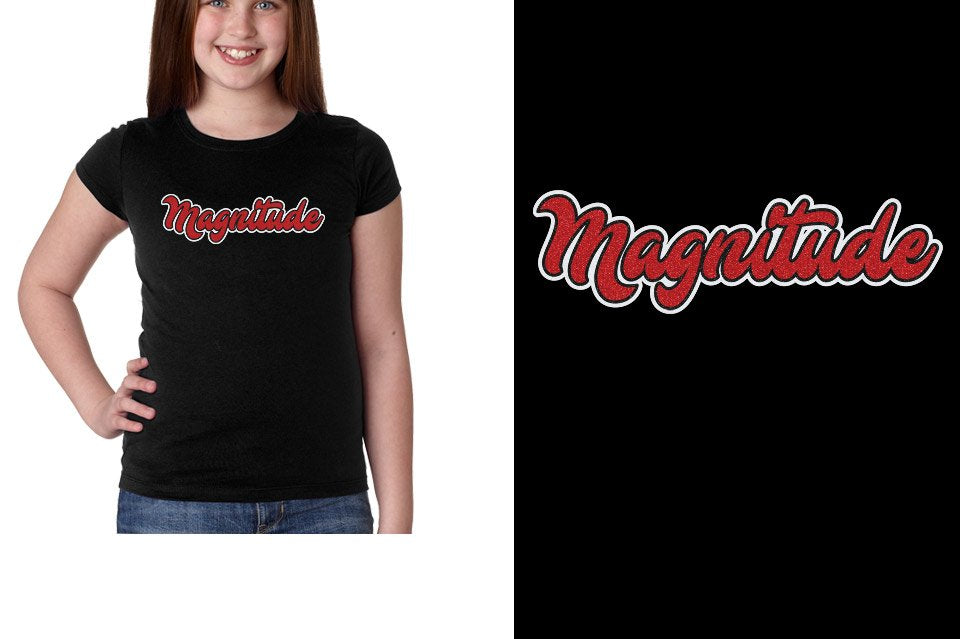 Magnitude script text glitter 3-color Girls' Princess T-Shirt