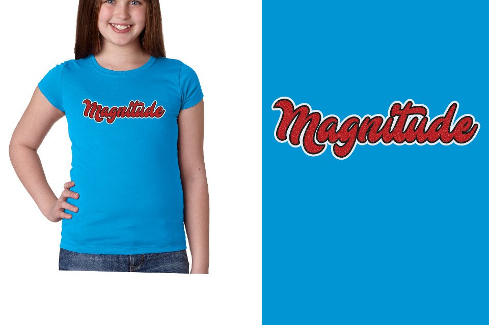 Magnitude script text glitter 3-color Girls' Princess T-Shirt