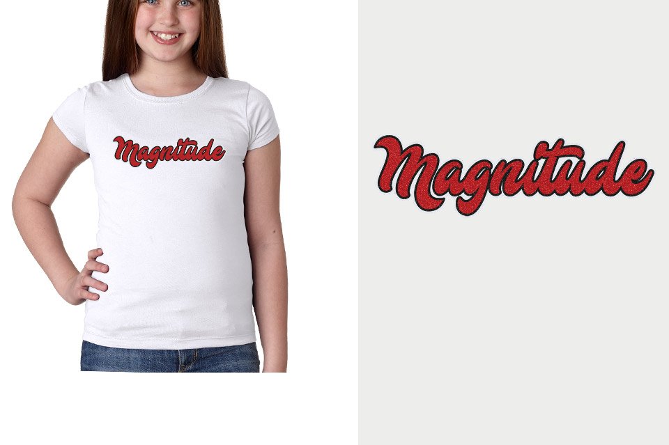 Magnitude script text glitter 3-color Girls' Princess T-Shirt