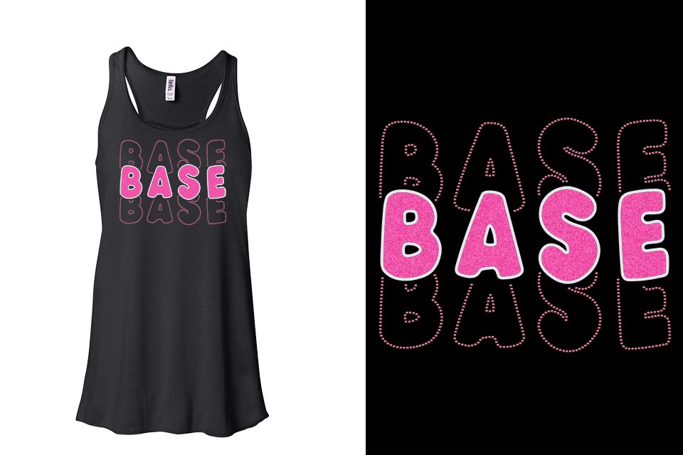 BASE 3-lines glitter rhinestones Youth Flowy Racerback Tank