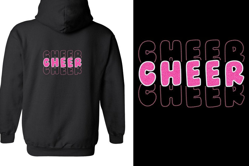 CHEER 3 lines glitter rhinestones Unisex Zip Hoodie