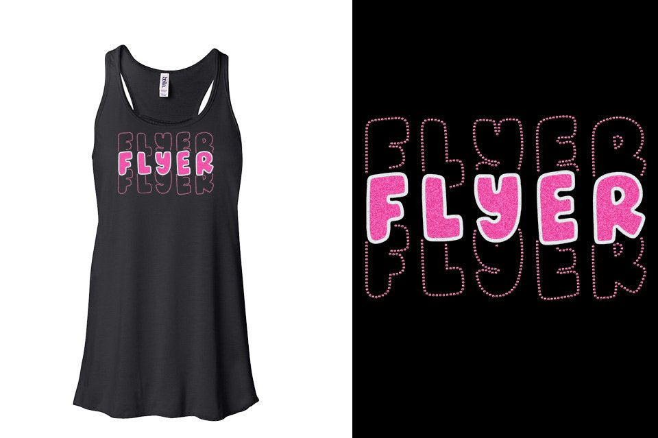 FLYER 3 lines glitter rhinestones Youth Flowy Racerback Tank