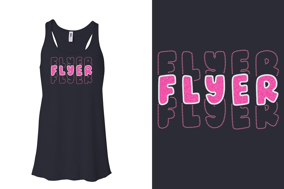 FLYER 3 lines glitter rhinestones Youth Flowy Racerback Tank