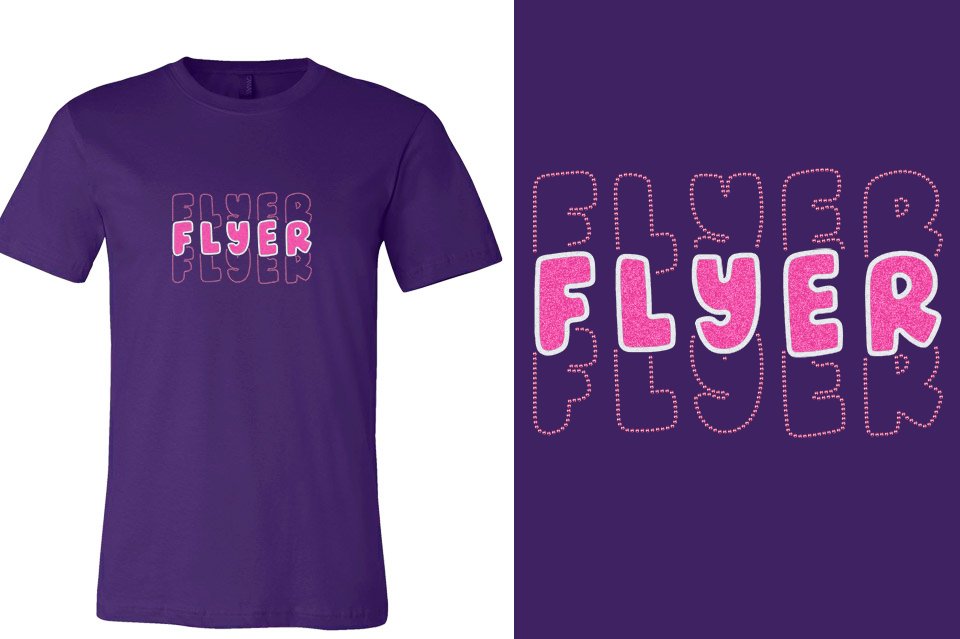 FLYER 3 lines glitter rhinestones Unisex t-shirt