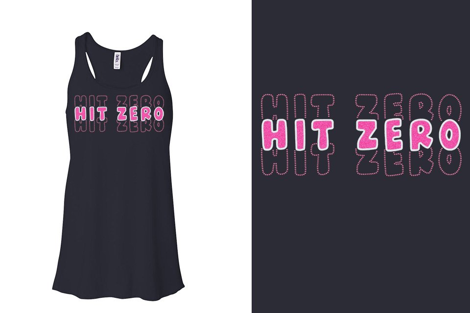HIT ZERO 3 lines glitter rhinestones Youth Flowy Racerback Tank
