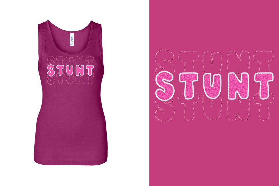 STUNT 3 lines glitter rhinestones Youth Tank