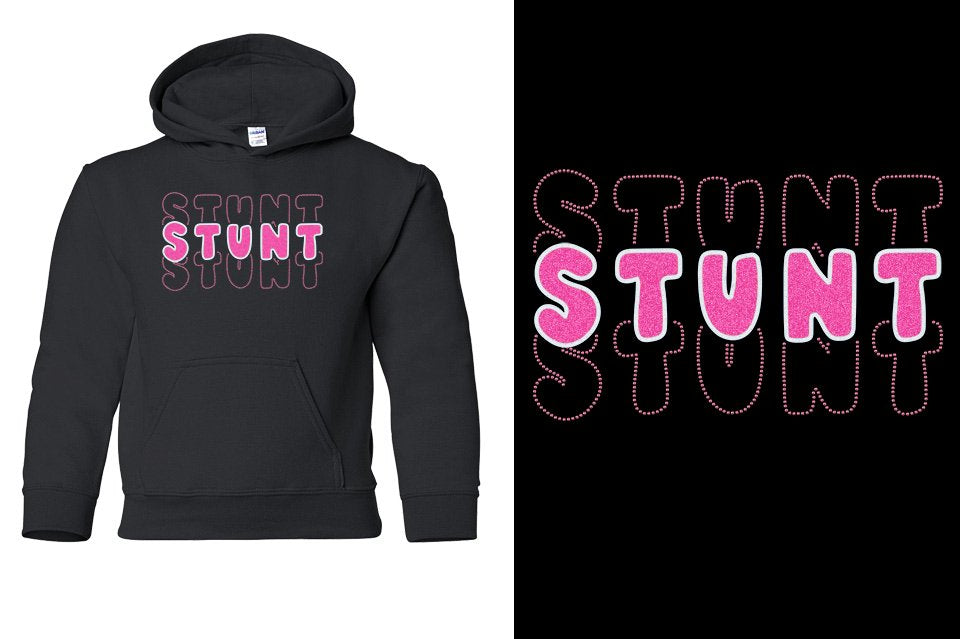 STUNT 3 lines glitter rhinestones Youth Pullover Hoodie
