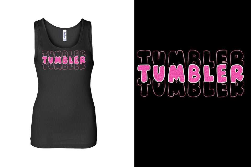 TUMBLER 3 lines glitter rhinestones Youth Tank