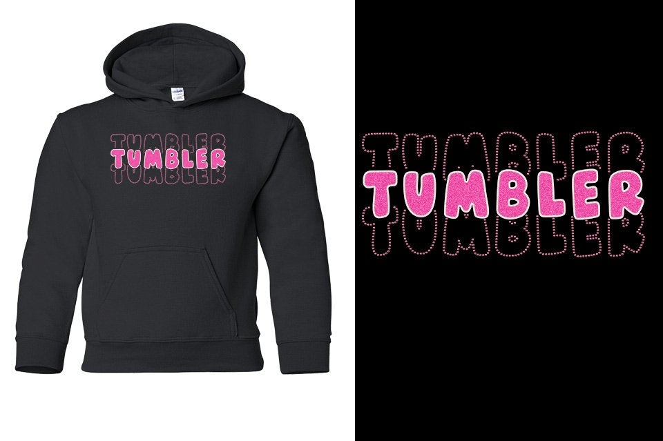 TUMBLER 3 lines glitter rhinestones Youth Pullover Hoodie