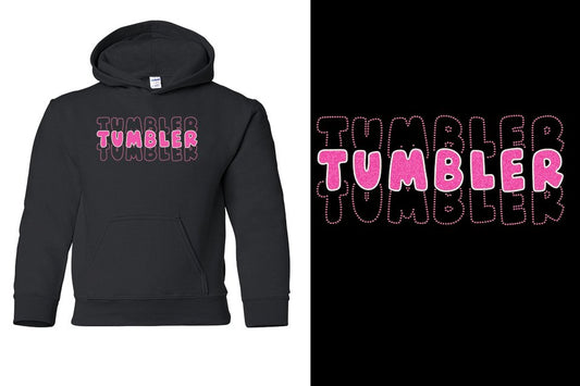 TUMBLER 3 lines glitter rhinestones Youth Pullover Hoodie