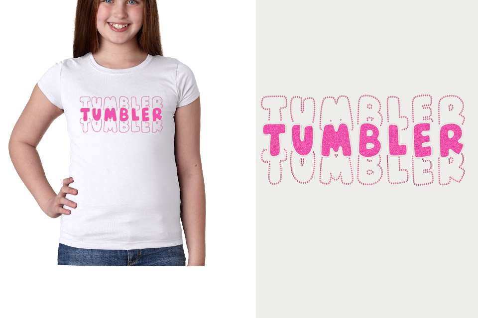 TUMBLER 3 lines glitter rhinestones Girls' Princess T-Shirt