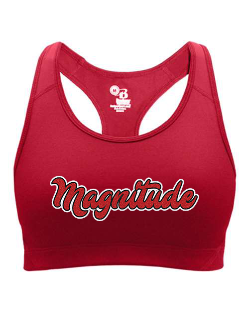 Magnitude script text glitter 3-color Girls' Sports Bra