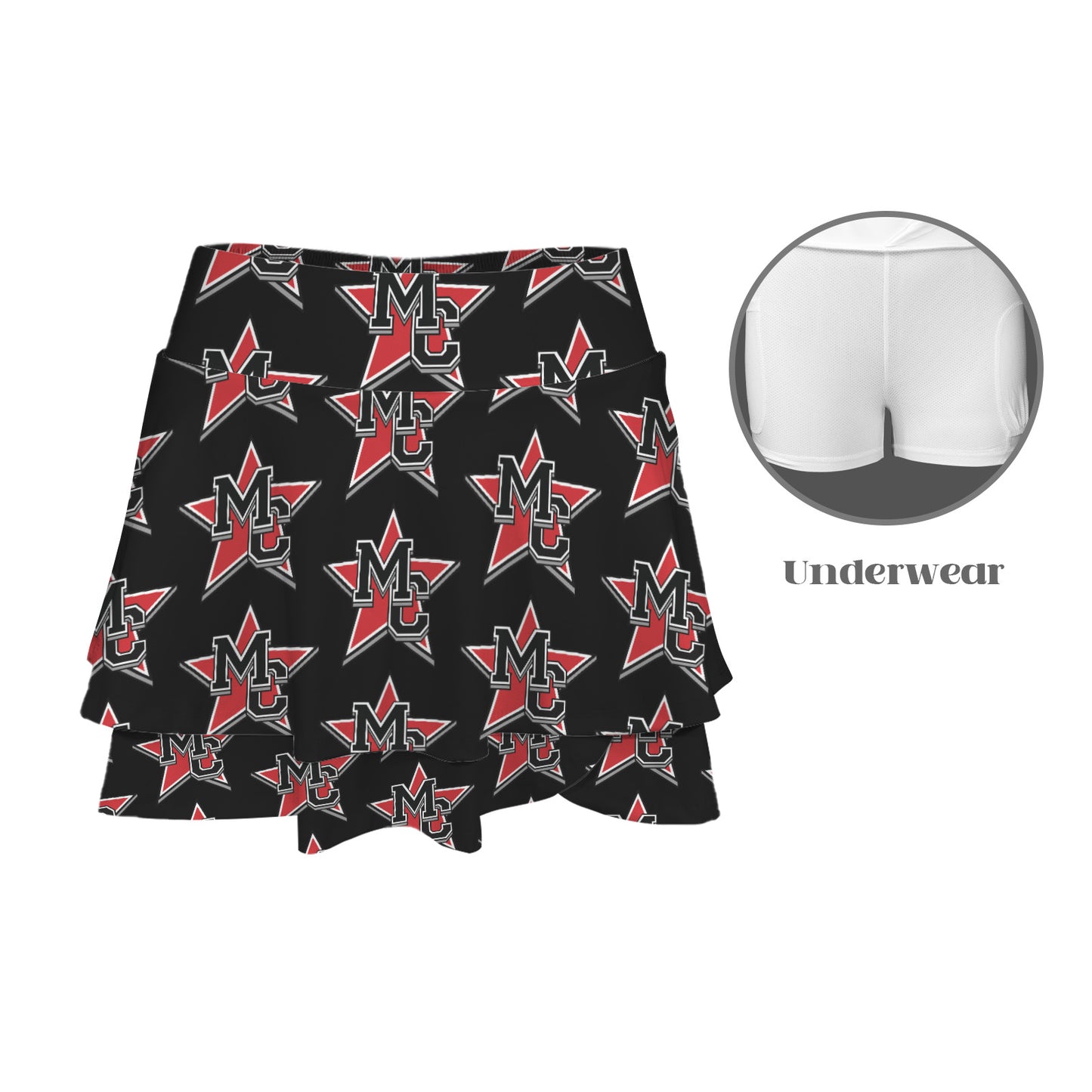 High Waist Layered Ruffle Pockets Sports Skirt