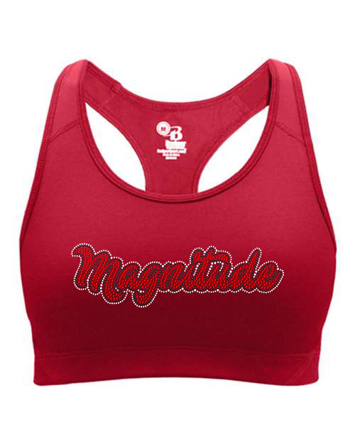 Rhinestones Magnitude script text stones 3-color Women's Sports Bra