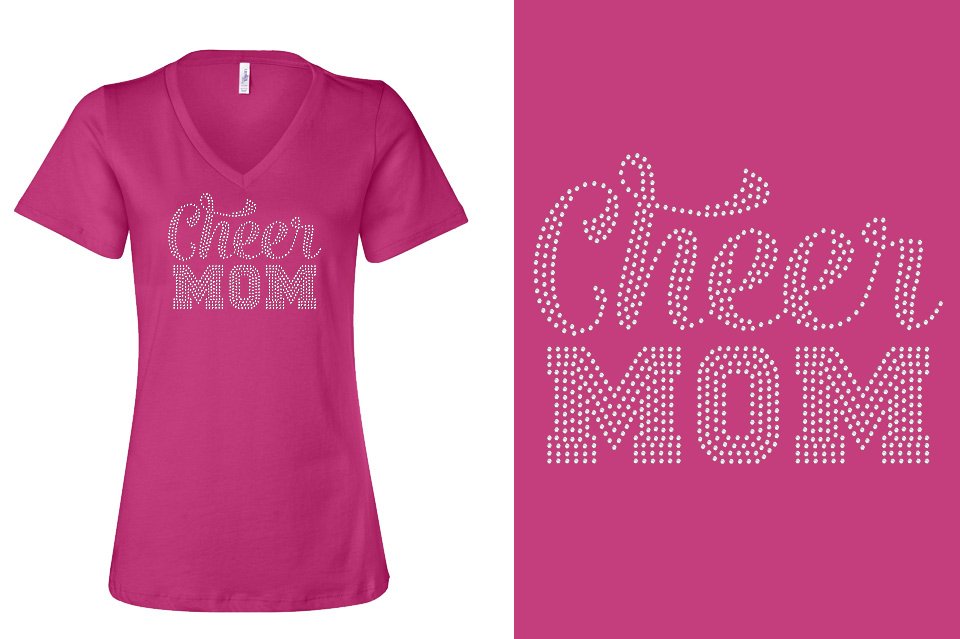 Rhinestones Cheer Mom Women's Relaxed V-Neck