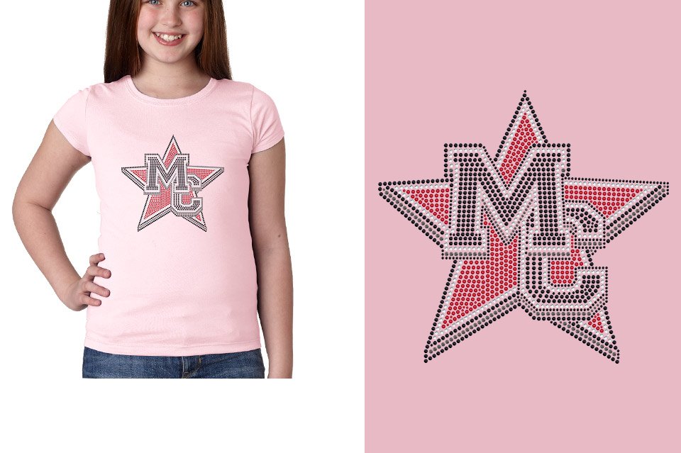 Rhinestones Magnitude MC star stones 4-color Girls' Princess T-Shirt