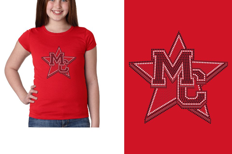 Rhinestones Magnitude MC star stones 4-color Girls' Princess T-Shirt