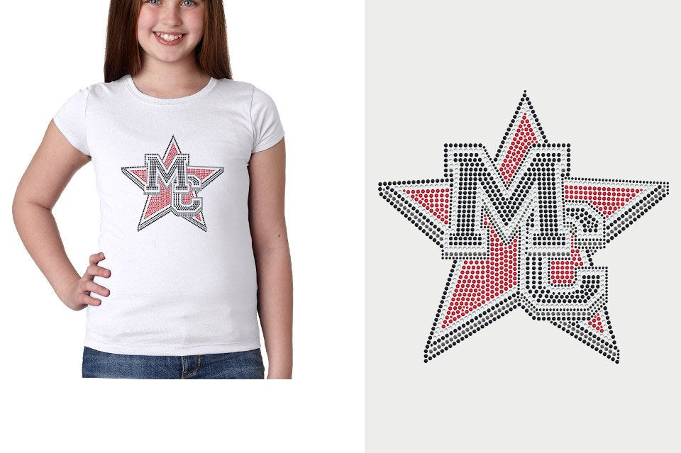 Rhinestones Magnitude MC star stones 4-color Girls' Princess T-Shirt