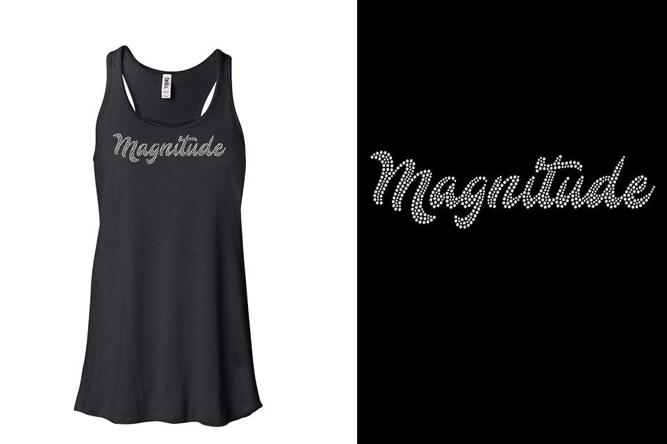 Rhinestones Magnitude script text stones 1-color Youth Flowy Racerback Tank