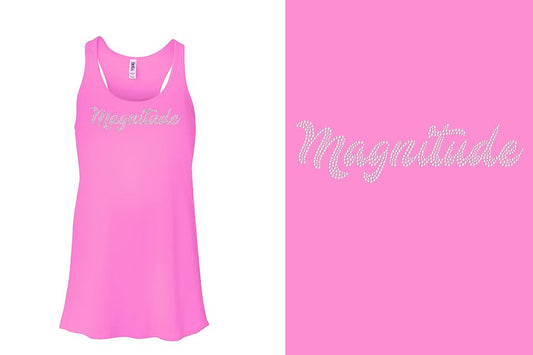 Rhinestones Magnitude script text stones 1-color Youth Flowy Racerback Tank