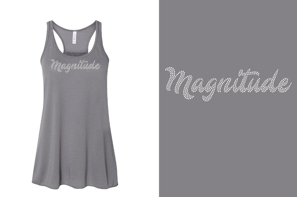 Rhinestones Magnitude script text stones 1-color Youth Flowy Racerback Tank