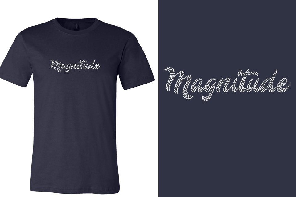 Rhinestones Magnitude script text stones 1-color Unisex t-shirt