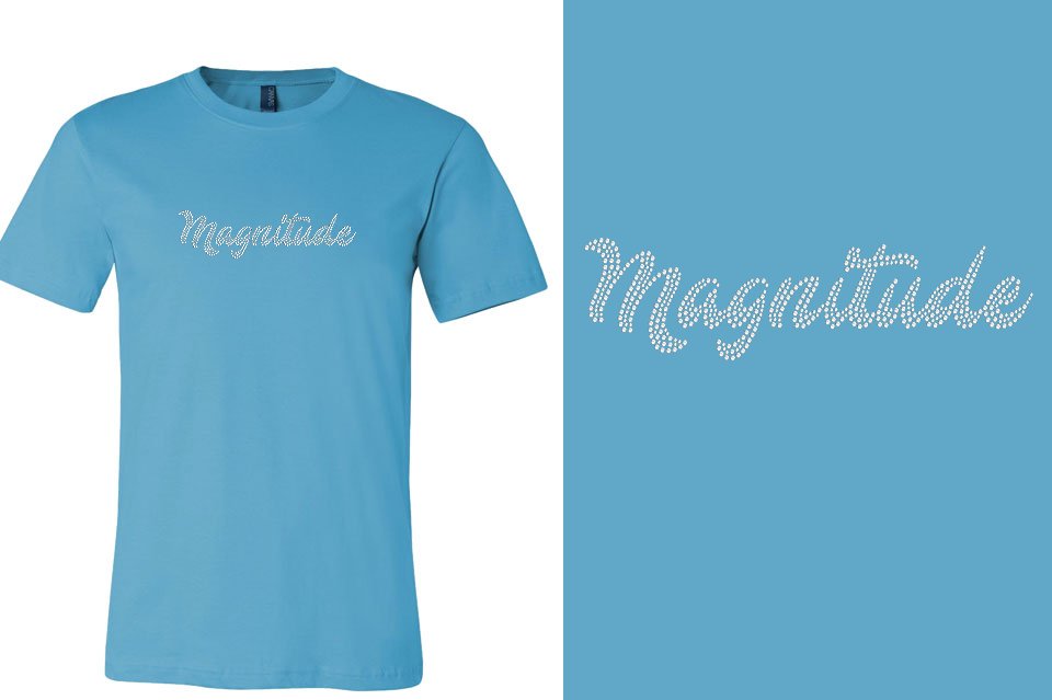 Rhinestones Magnitude script text stones 1-color Unisex t-shirt