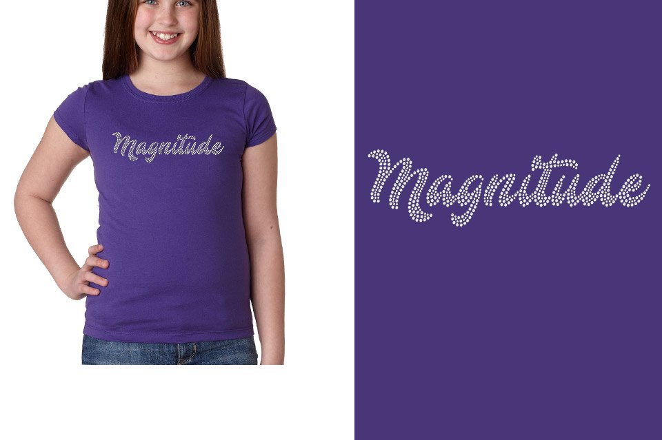 Rhinestones Magnitude script text stones 1-color Girls' Princess T-Shirt
