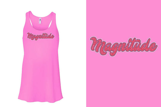 Rhinestones Magnitude script text stones 3-color Youth Flowy Racerback Tank