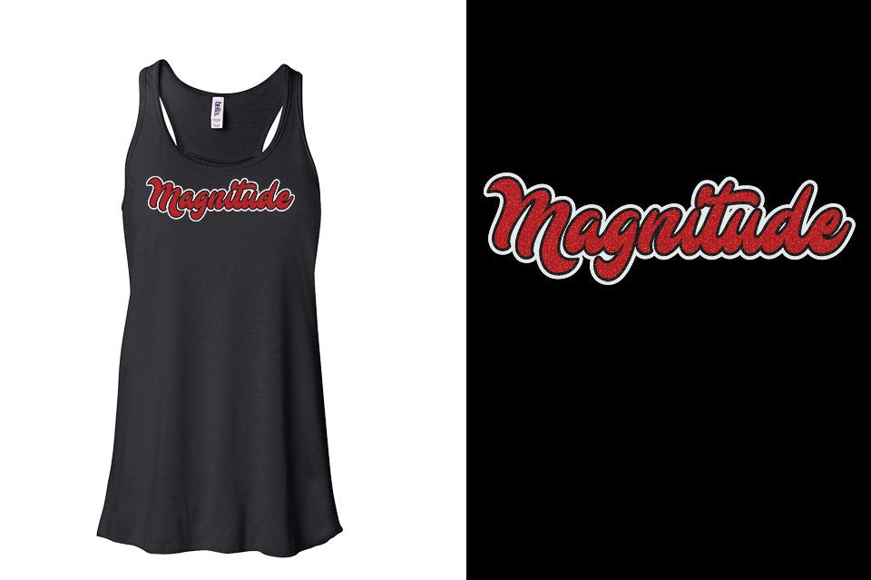Magnitude script text glitter 3-color Youth Flowy Racerback Tank