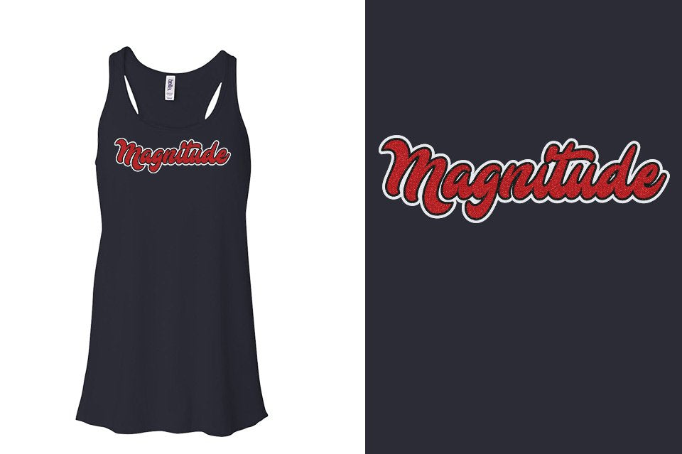 Magnitude script text glitter 3-color Youth Flowy Racerback Tank