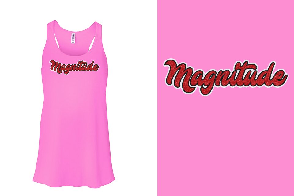 Magnitude script text glitter 3-color Youth Flowy Racerback Tank