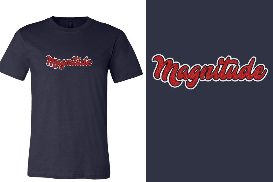 Magnitude script text glitter 3-color Unisex t-shirt
